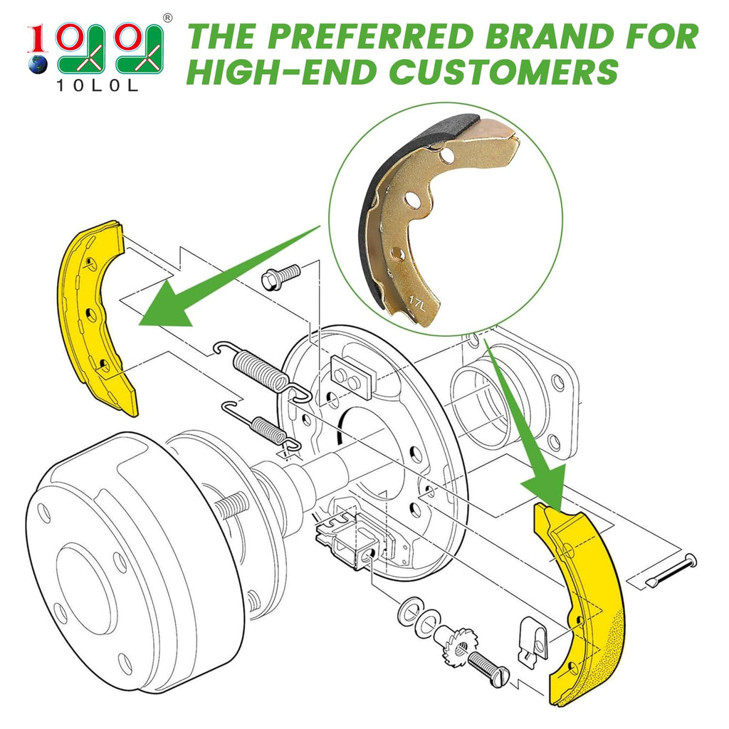 10L0L Set Of 4 Golf Cart Brake Shoes For Club Car Ds G&E 1981-1994 1011463