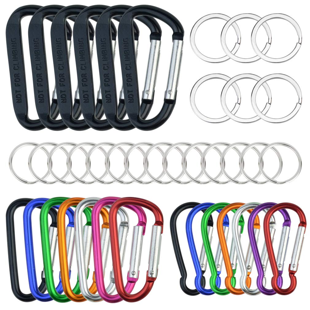 20 Pack Carabiners Clips With Keychain D Ring Caribeaner Clip Hook For Backpack Water Bottle Key Home Rv Outdoor Small Item (3 S