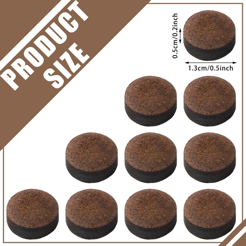 Gejoy 20 Pcs Billiard Pool Cue Tips Replacement Kit Pool Stick Tips With Storage Box For Snooker(13 Mm,Dark Brown)