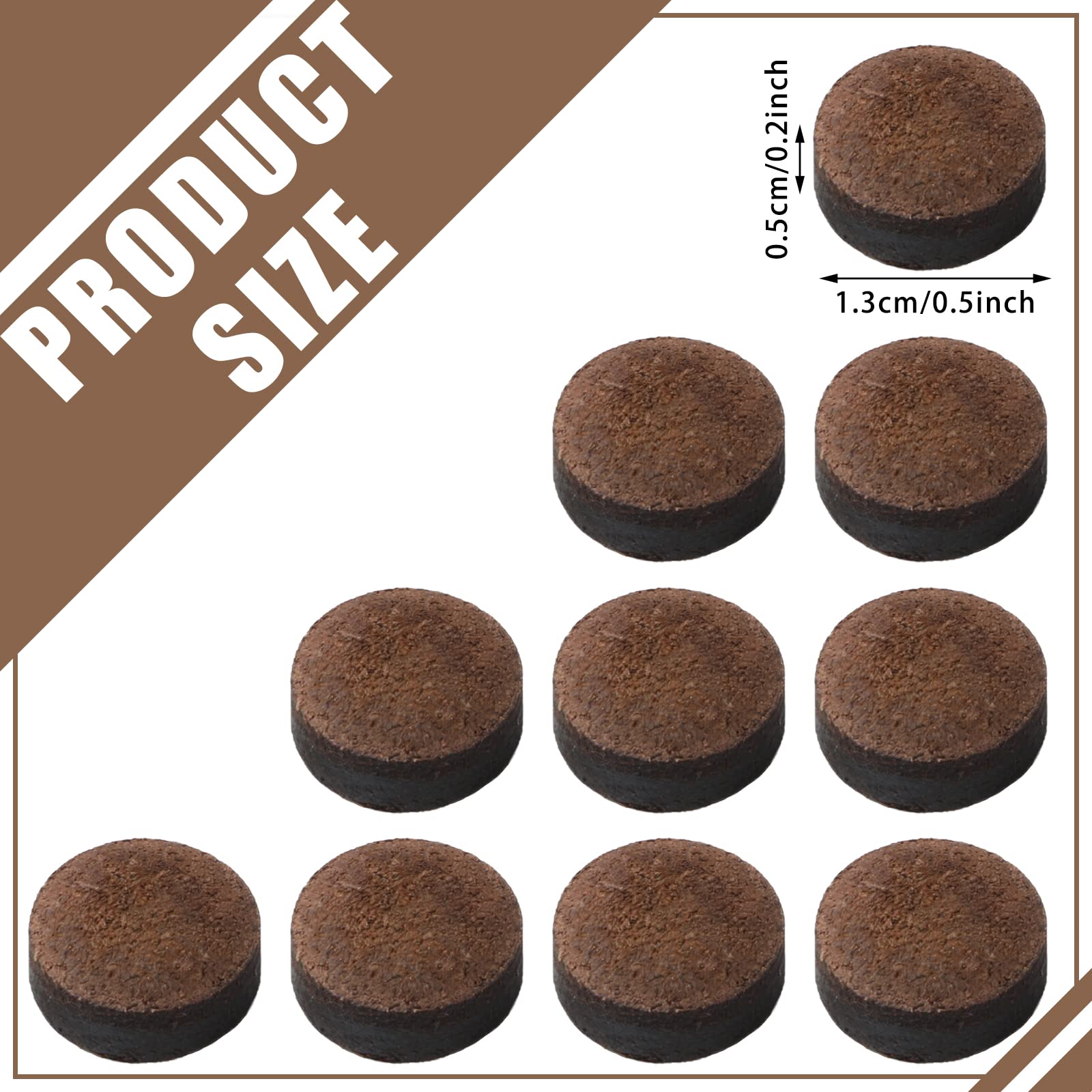 Gejoy 20 Pcs Billiard Pool Cue Tips Replacement Kit Pool Stick Tips With Storage Box For Snooker(13 Mm,Dark Brown)