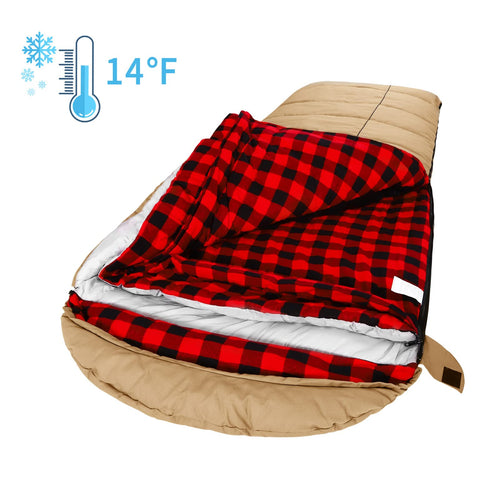 0 Degree Canvas Sleeping Bag For Fishing, Hunting, Traveling And Camping Particularly In Cold Winter Outdoor With Removable Flan