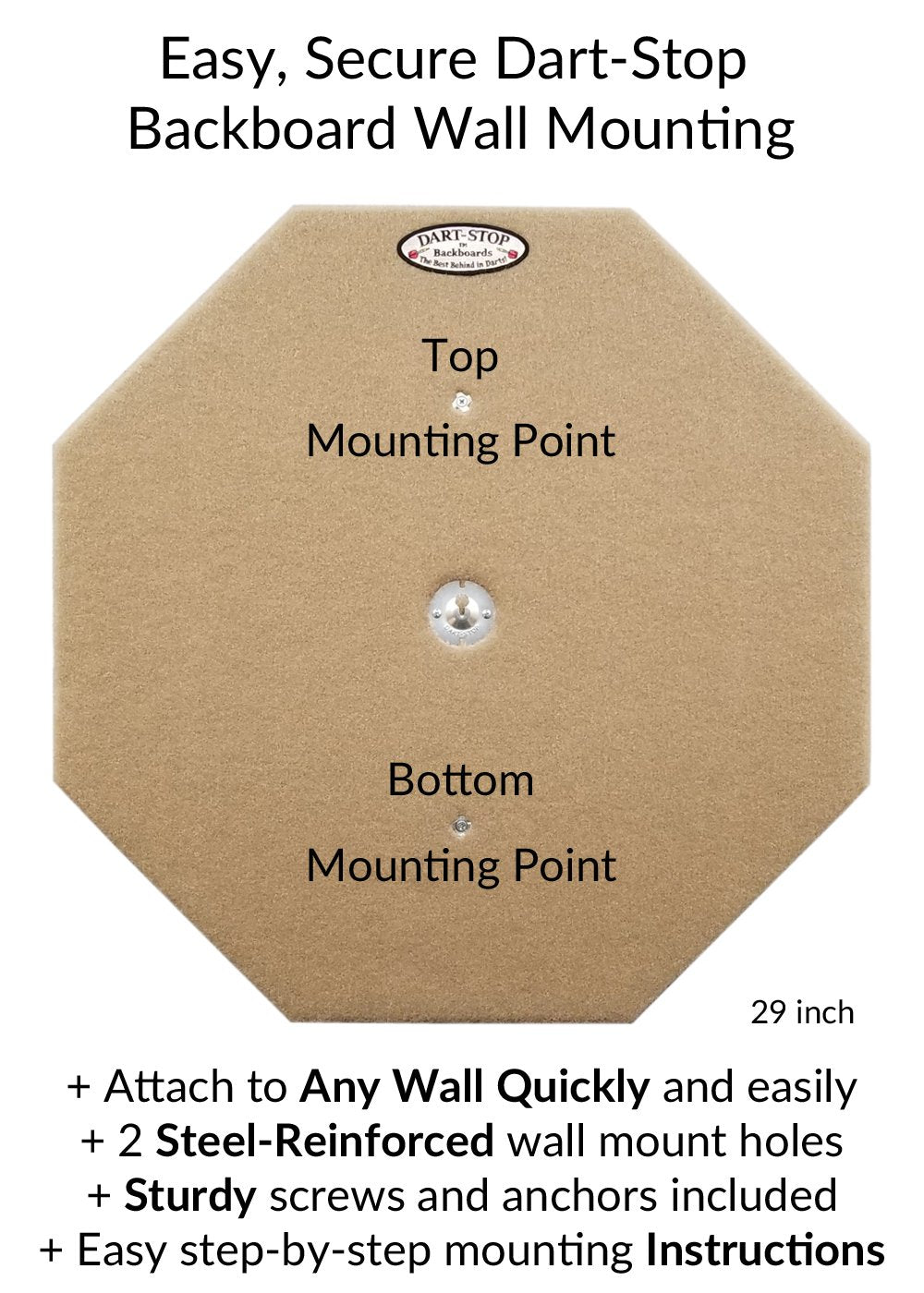 Dart-Stop 29 Inch Burgundy Octagon Pro Dart Board Backboard  Wall Protector  Dartboard Surround
