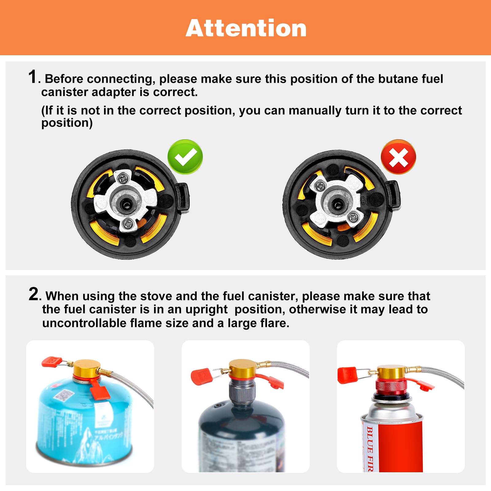 Wadeo 7200W Windproof Camping Stove, Camping Gas Stove With Piezo Ignition, Two Fuel Canister Adapter, Carry Case, Portable Stov