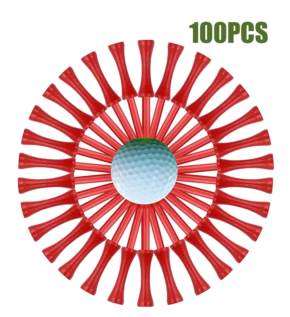 Step Down Golf Tees 2-1/8''Or 2-3/4''Or 3-1/4'' 100 Pack Durable Wooden Bamboo Golf Castle Tees (Red, 2 3/4 Inch)
