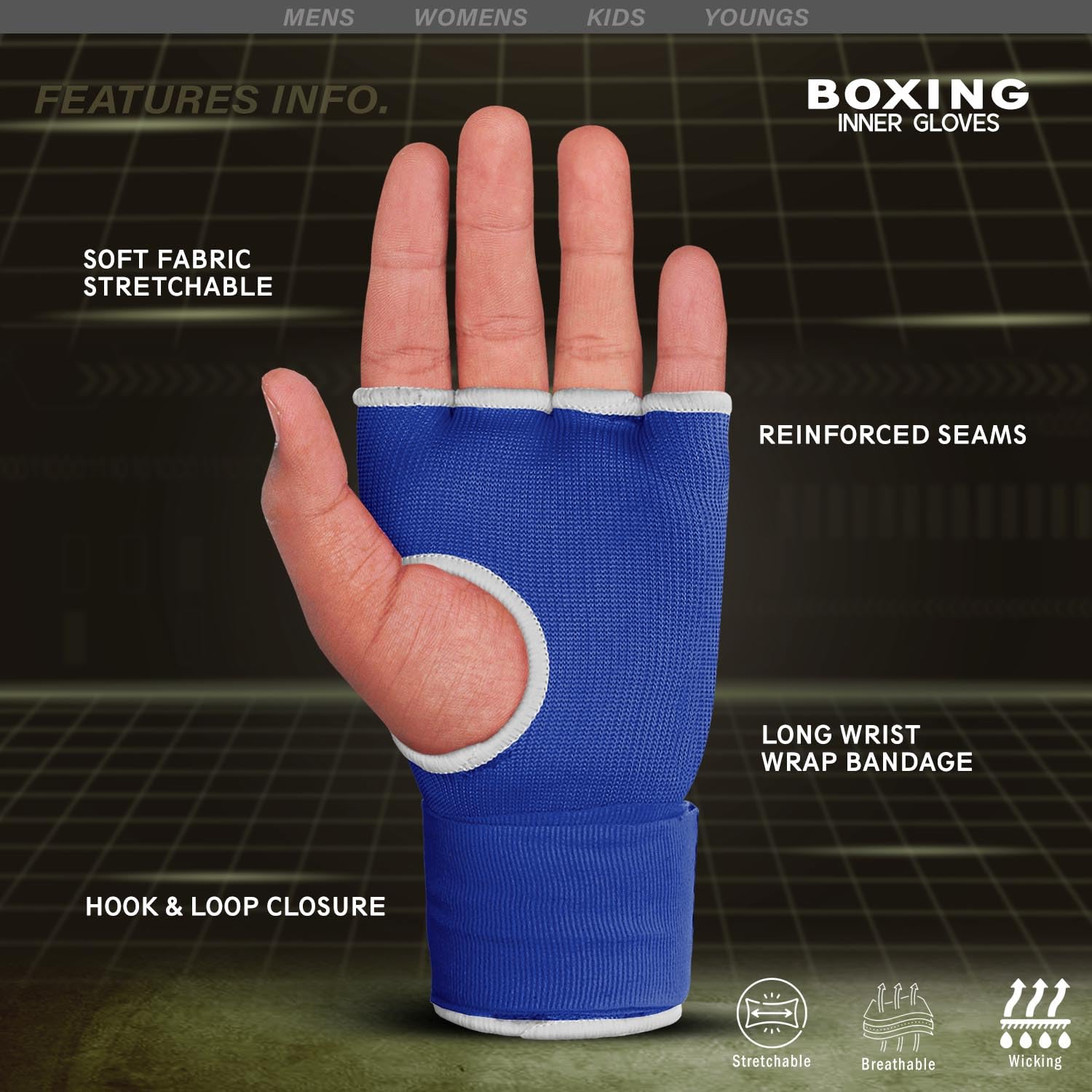 Farabi Kids Hybrid Boxing Inner Gloves Punching Boxing Gloves (Blue)