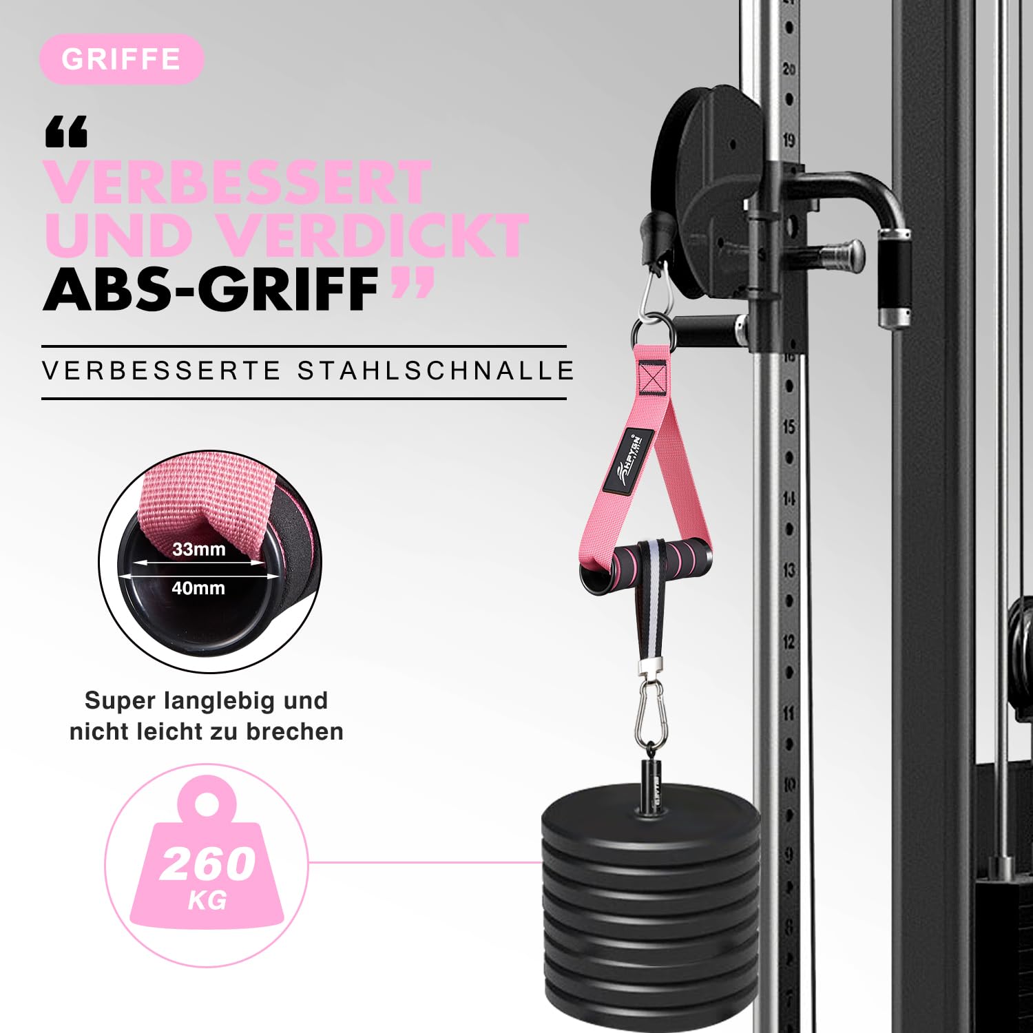 Gym Equipment, Gym Exercise Handles, Cable Attachments For Gym, Replacement Handle Attachments For Cable Machine Pulleys, Resist