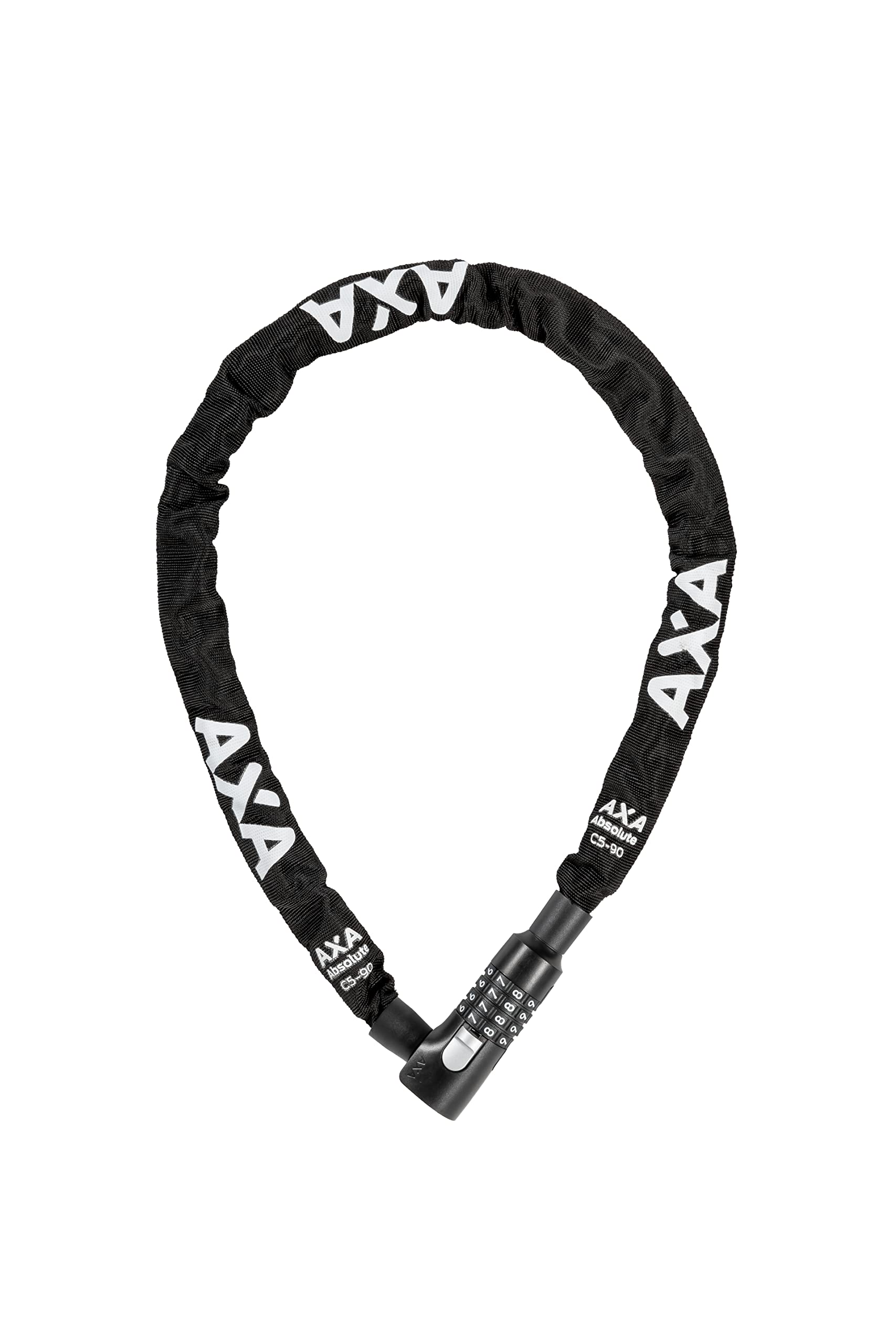 AXA Absolute C5-90 Combo Bike Chain Lock, 3 ft Long 5 mm Steel Chain with 4-Digit Resettable Combination, Anti-Theft Lock for Bi