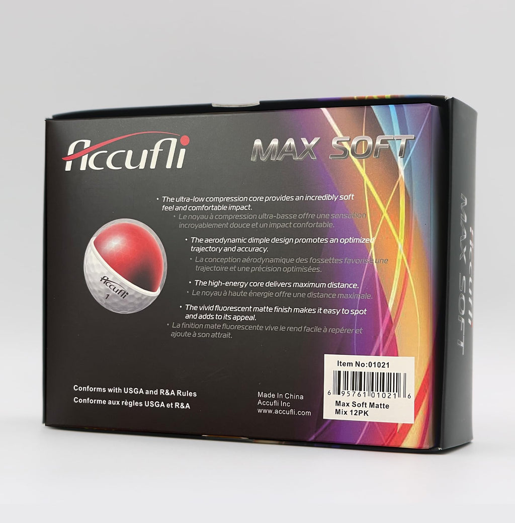 Accufli Max Soft Golf Balls (Matte Mix 12Pk)