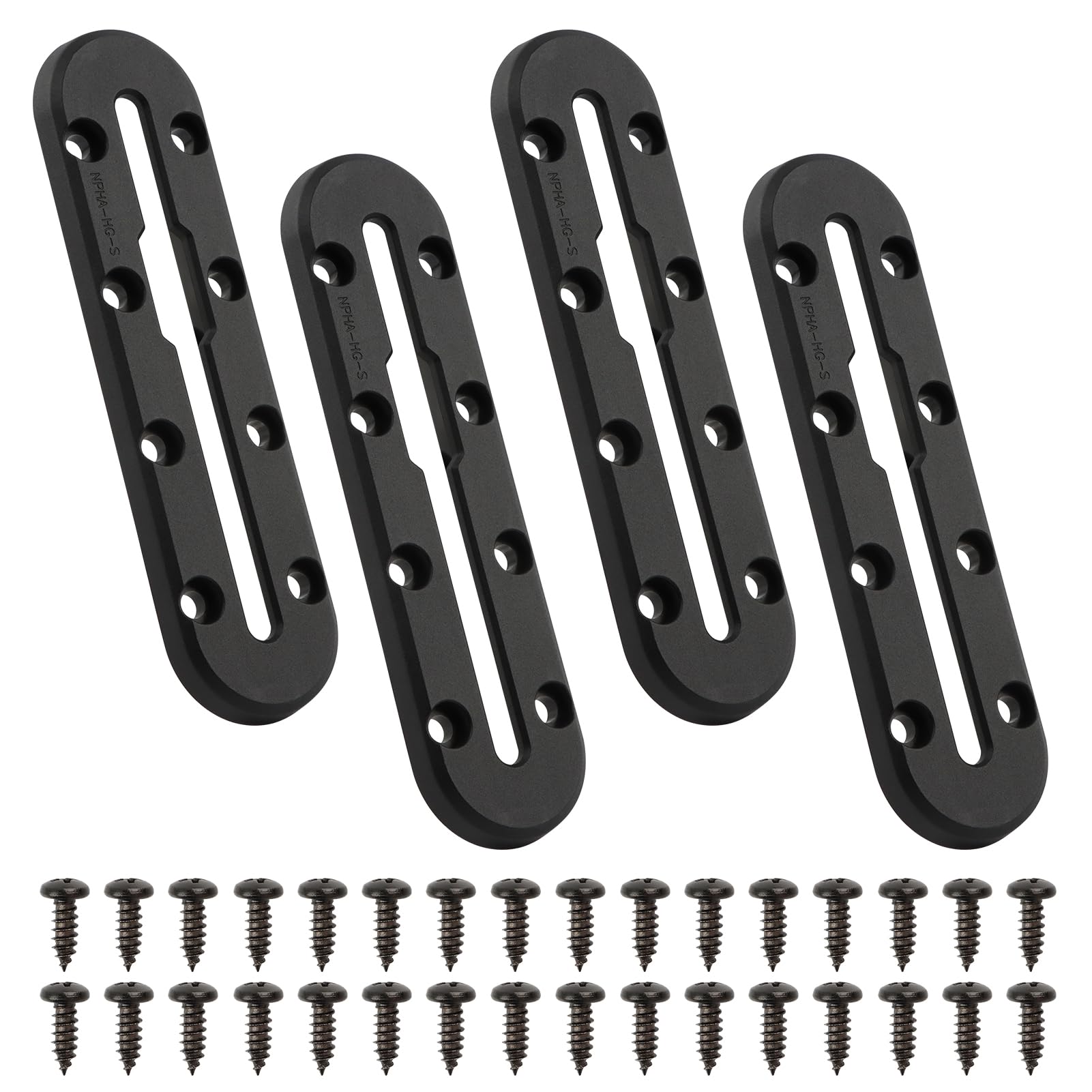 TILZIKA Kayak Track Mount 4 Pack, Low Profile ABS Accessory Rail, 6.87 in 8 Hole Each, 0.36 in High, Includes 32 Stainless Screw