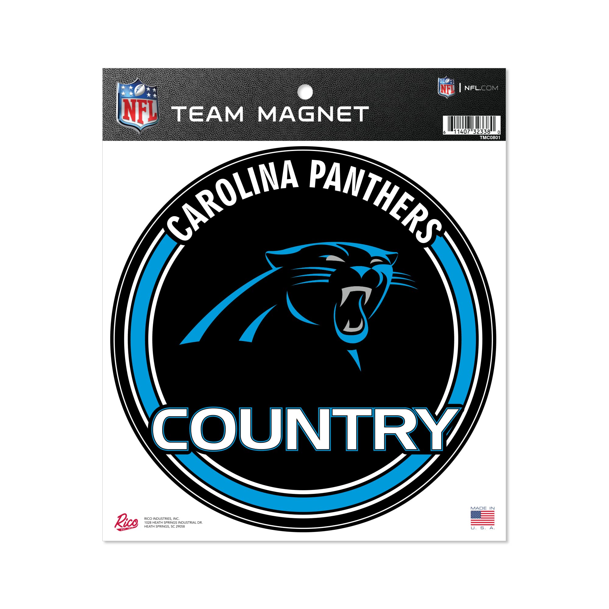 Rico Industries Nfl Carolina Panthers 8'' Round Magnet