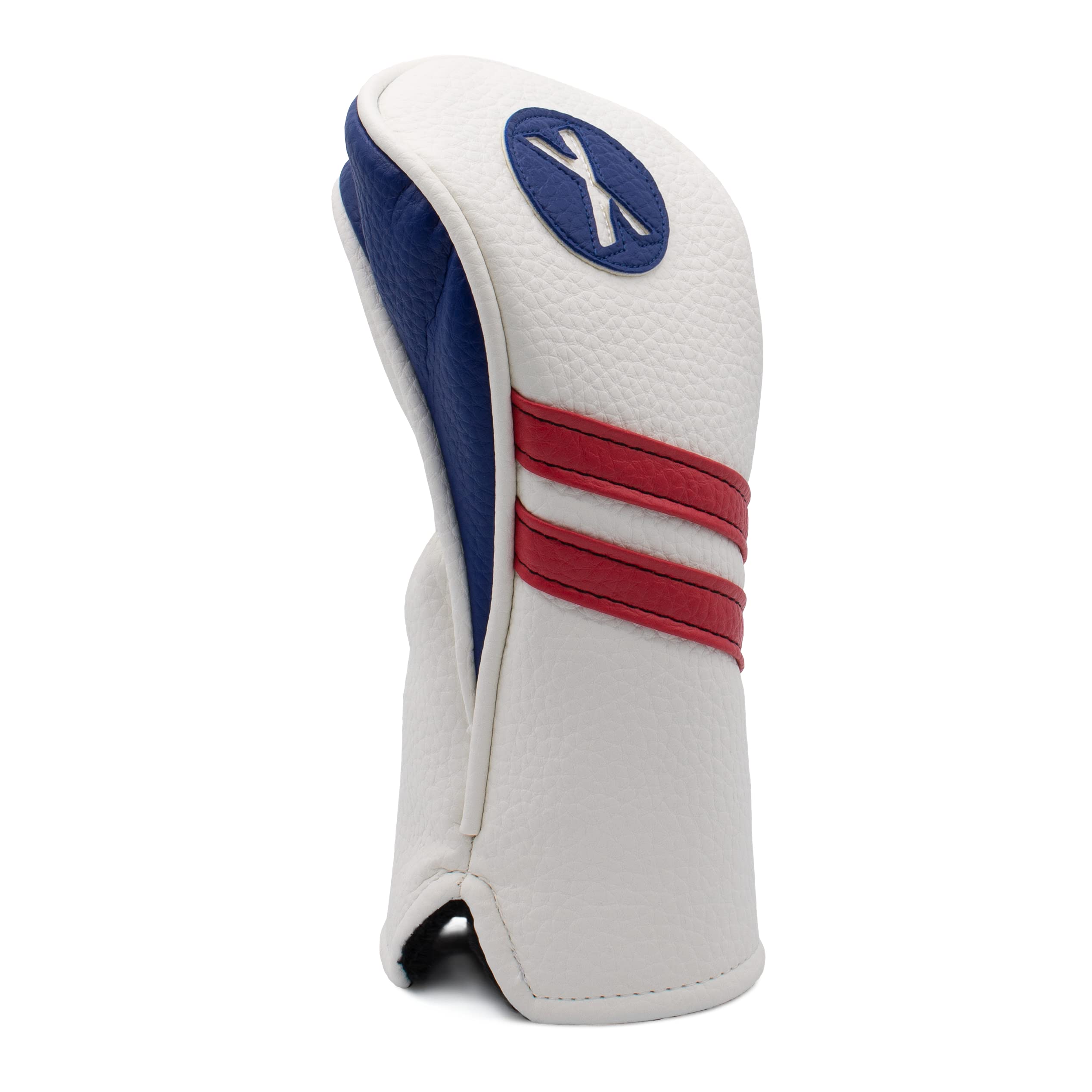 Proactive Sports Vintage Golf Club Head Covers For Hybrids| X Hybrid Headcover | Classic Leather Look | Red/White/Blue