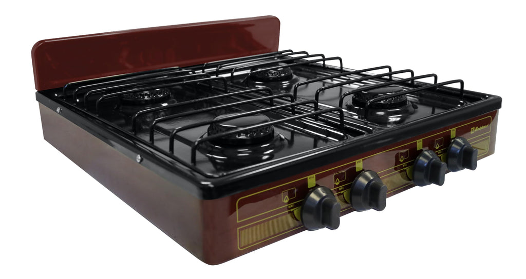 Koblenz Victoria 4-Burner Gas Stove, Portable, Porcelain Cover And Four 16,000 Btu Burners, Bronze Stove For Propane Gas, 20.8''