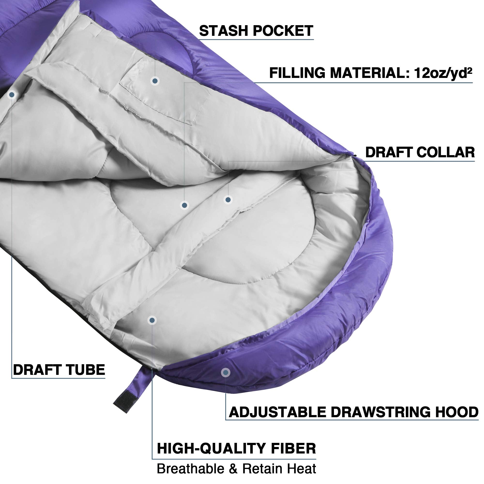 Atarashi Sleeping Bags For Adults, Womens Sleeping Bags For Camping, Hiking And Outdoors, 3-4 Seasons Warm Cold Weather, Lightwe