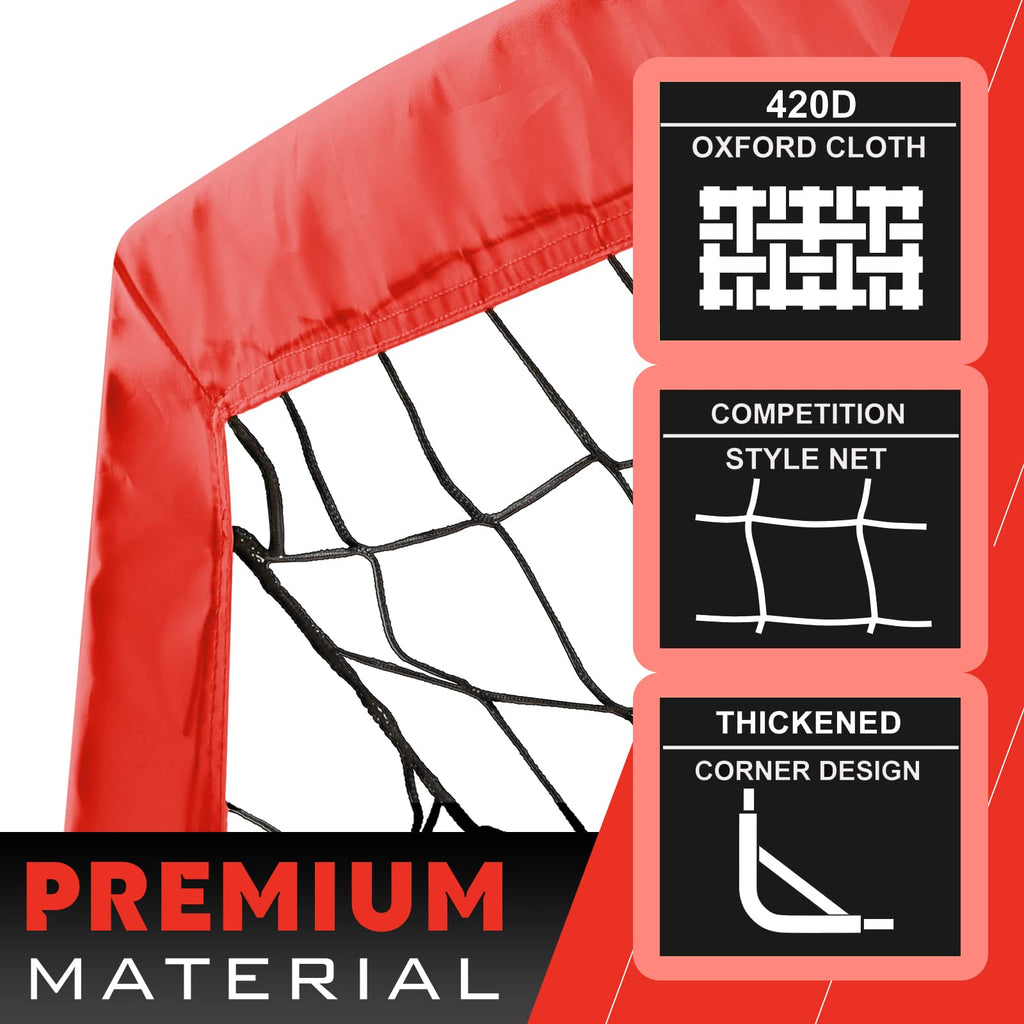 Runbow 5X3 Ft Portable Kids Soccer Goal For Backyard Small Children Practice Soccer Net With Carry Bag (5X3Ft, Red, 1 Pack)