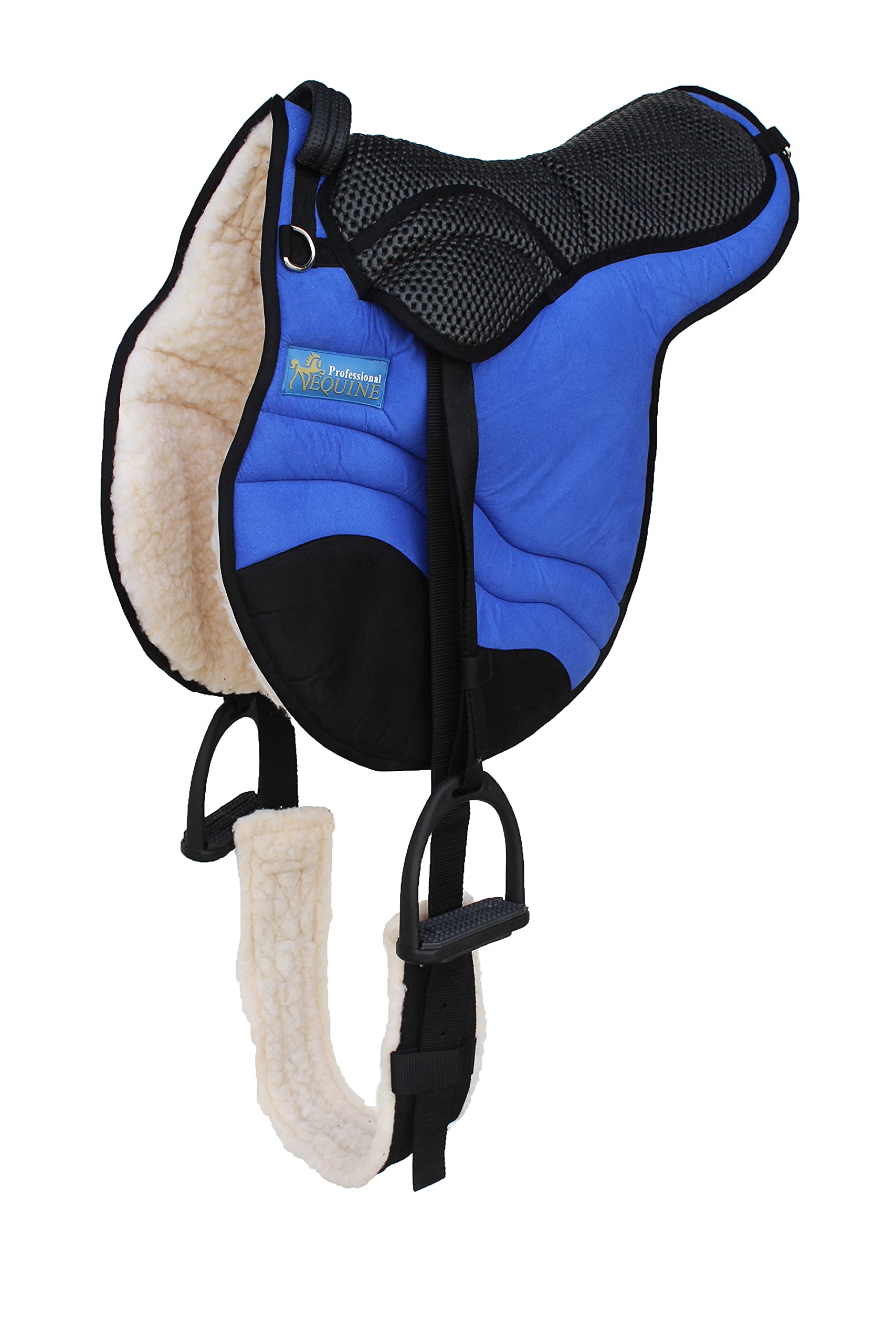 CHALLENGER Horse English Western Trail Fleece Padded Adjustable Bareback Saddle Pad Blue 39TS05RB