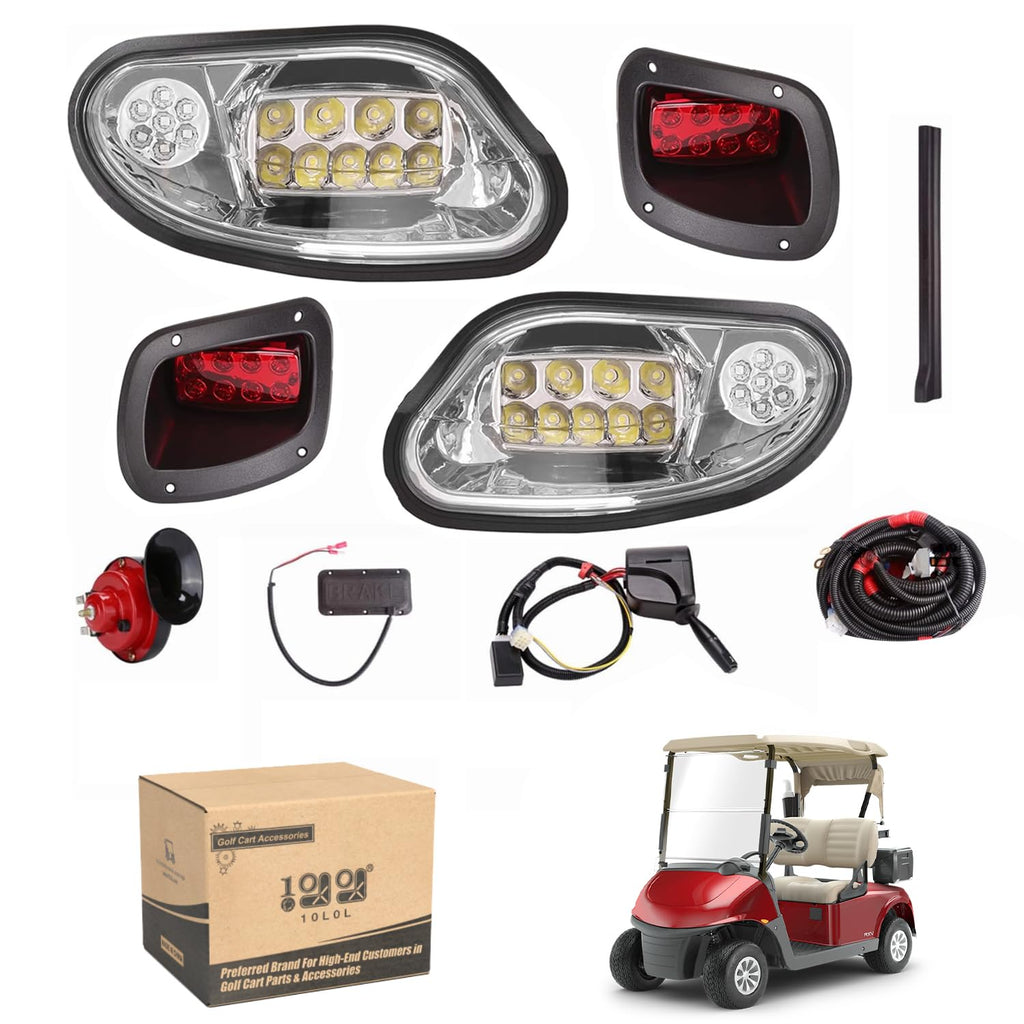 10L0L Golf Cart Light Kit (12V) For Ezgo Freedom/T48 2014-Up (Gas & Electric),Complete Headlight Taillight Kit With Deluxe Light