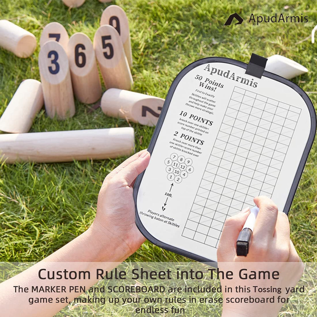Apudarmis Wooden Tossing Game Set, Numbered Block Toss Games Set With Scoreboard & Carrying Case - Outdoor Lawn Backyard Beach G
