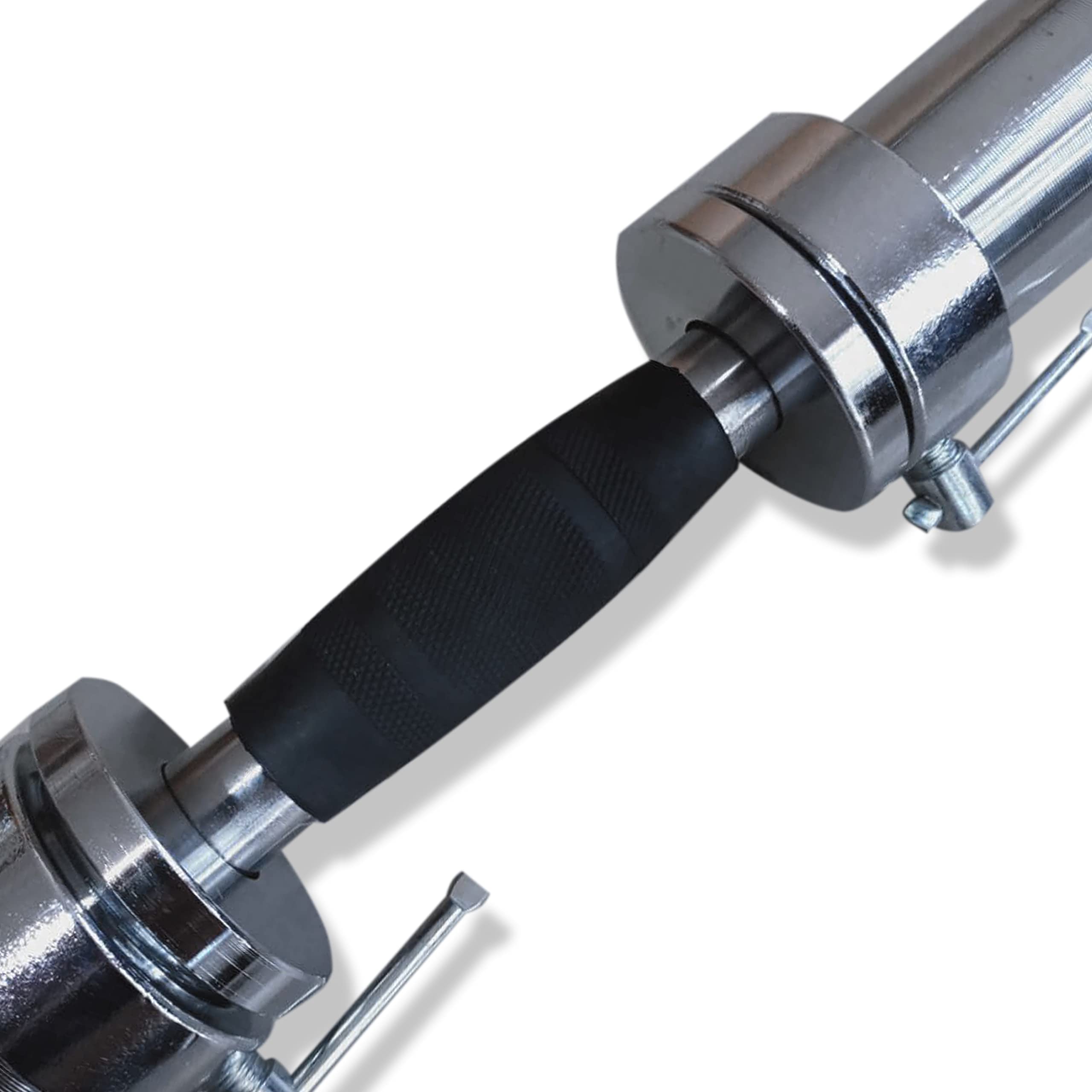 Cap Barbell Olympic Solid 20'' Dumbbell Handle With Rubber Grips, Chrome (Obis-20Mbr)