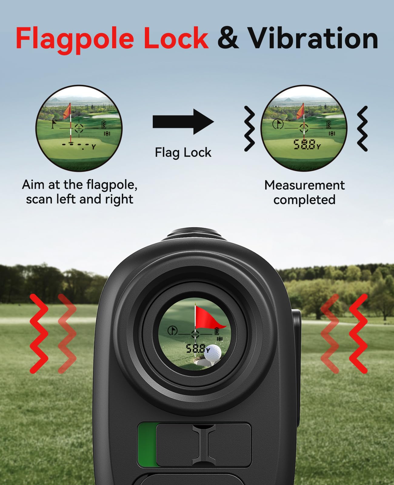 Hoorola Range Finder Golf, 1200 Yards Rangefinder with Slope, Magnetic Stripe, 7X Magnification, IP54 Water Resistant, Rechargea