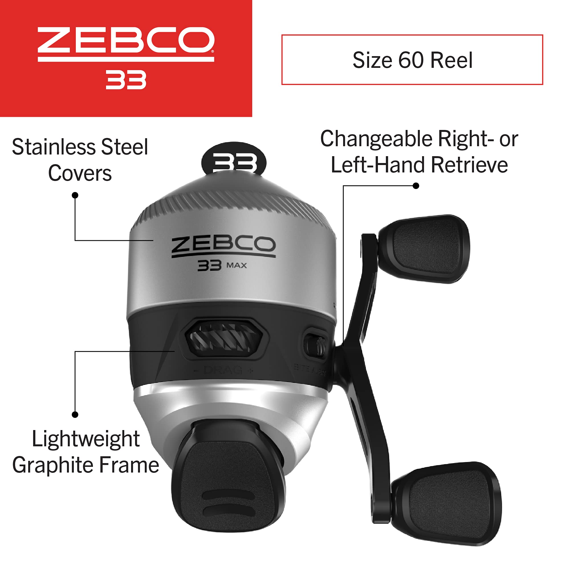 Zebco 33 Max Spincast Reel And Fishing Rod Combo, 6-Foot 6-Inch 2-Piece Rod With Comfortable Eva Handle, Quickset Anti-Reverse R