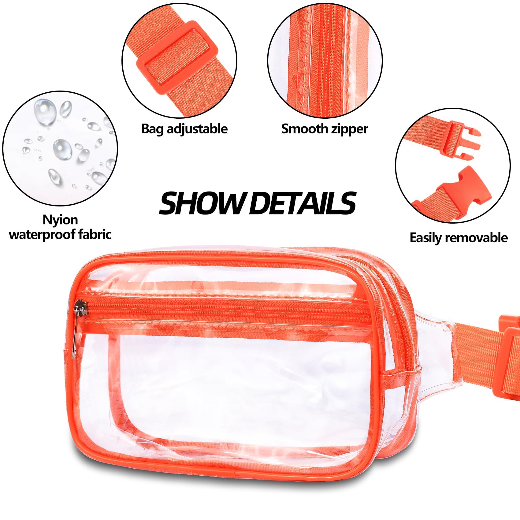 Vorolo Clear Fanny Pack Crossbody Bag For Women And Men Belt Bag Gift For Women Bum Bag With Adjustable Strap For Sports Clear O
