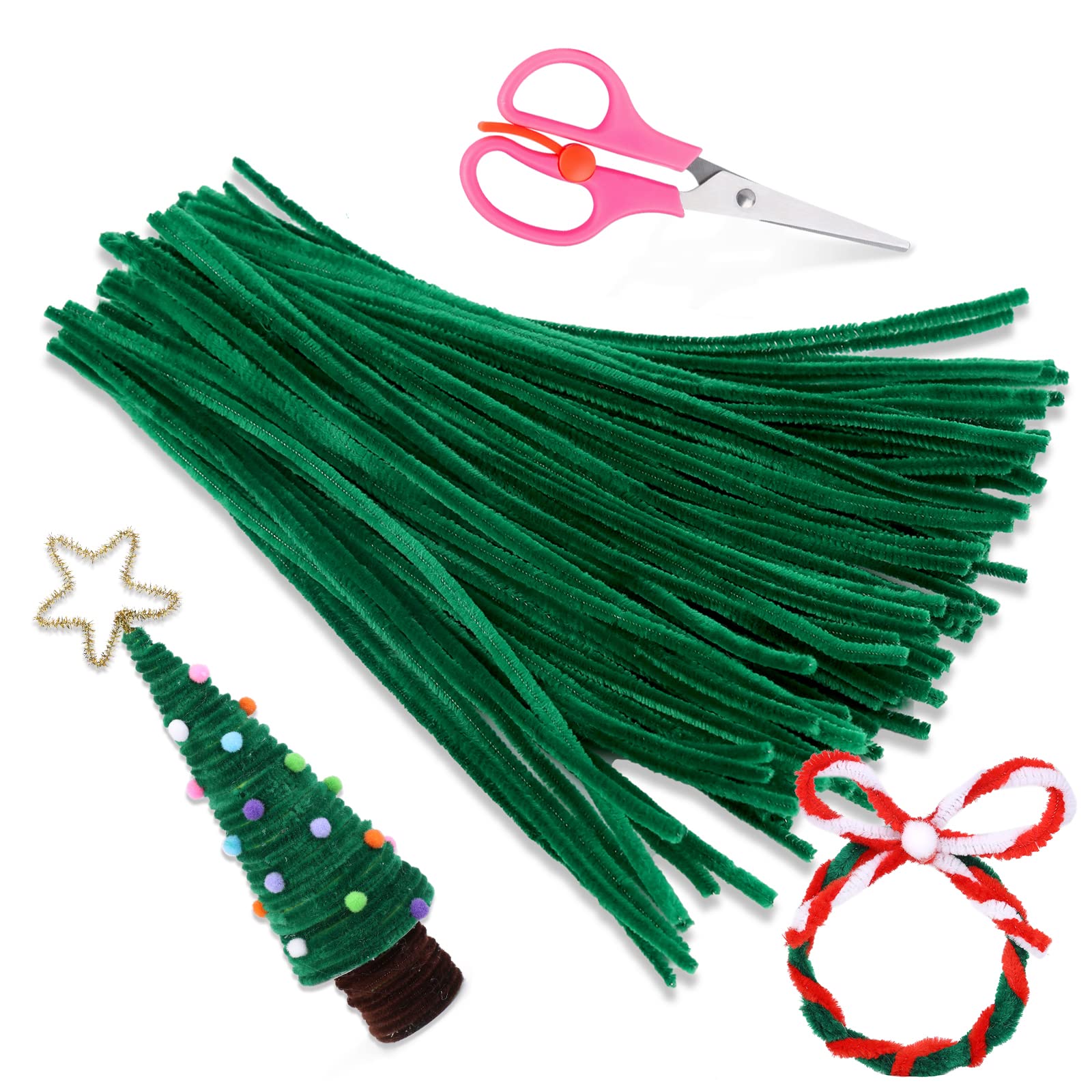 Zxiixz 100 Pcs Pipe Cleaners, Dark Green Chenille Stems Creative Craft Pipe Cleaners For St Patricks Day Christmas Crafts Decora