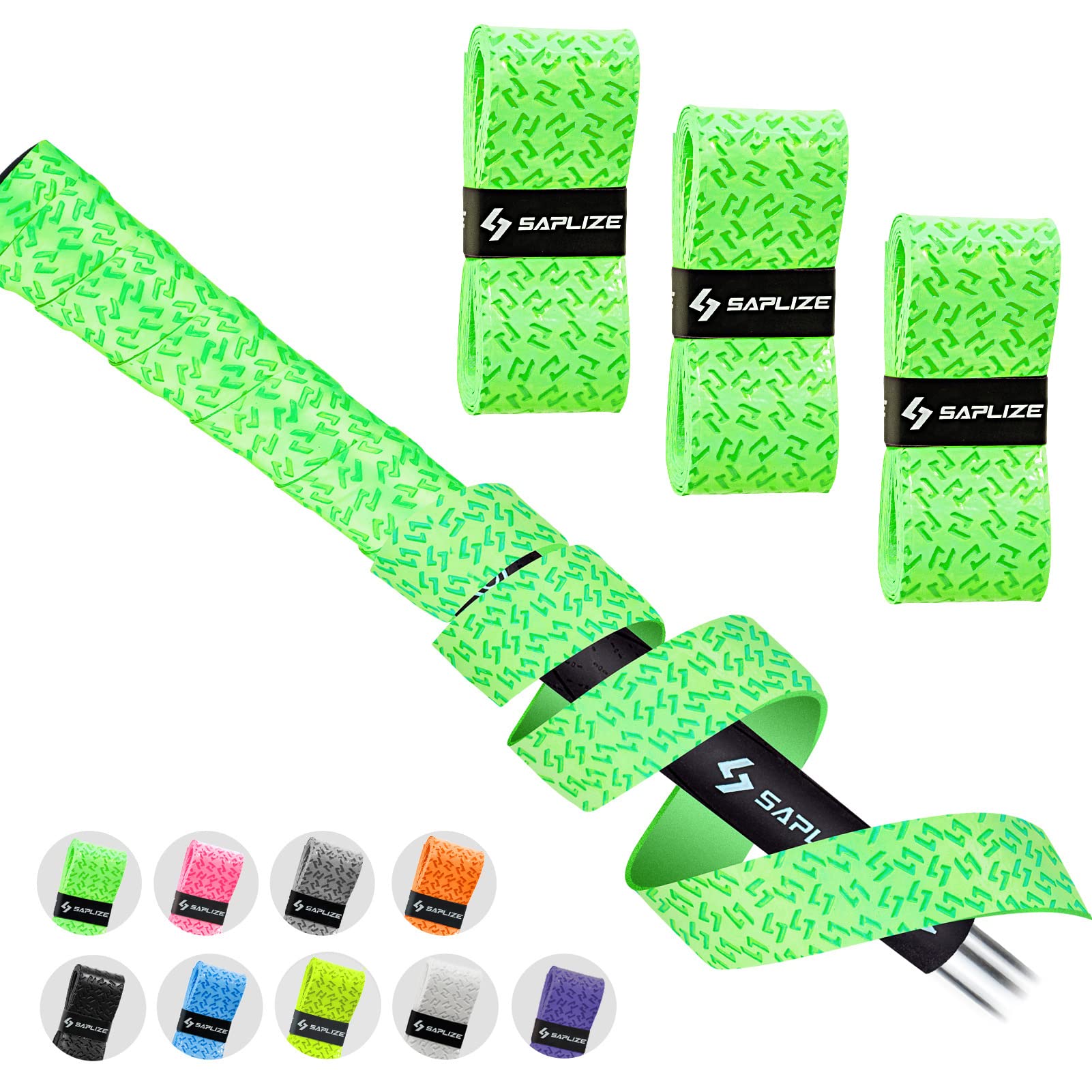 SAPLIZE Golf Grip Wrapping Tapes, 3-Pack Tacky PU Overgrip Tapes, New Regripping Solution for Golf Club Grips, Fluorescent Green