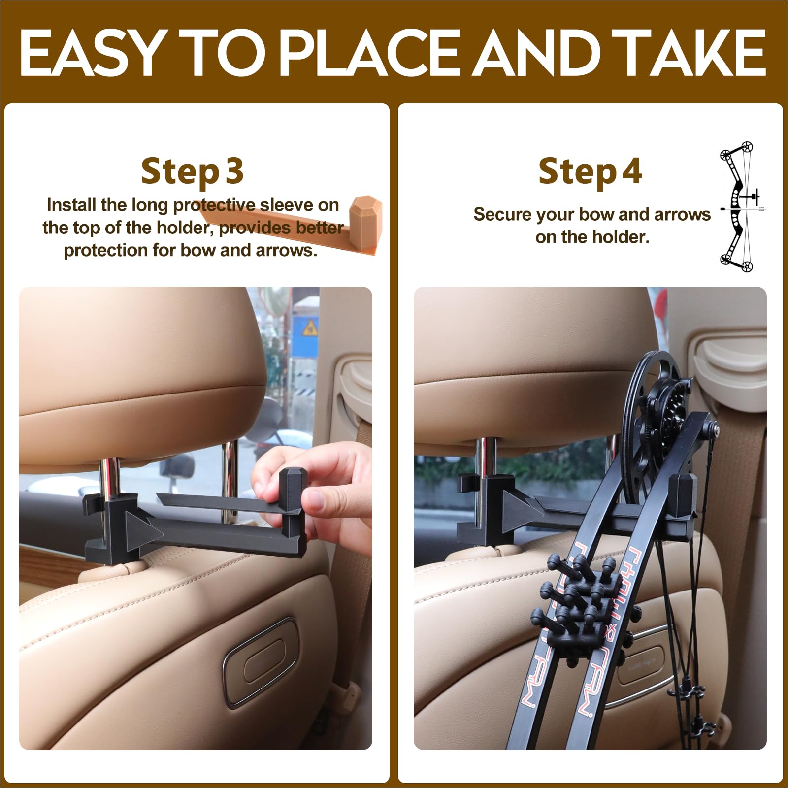 2 Set Bow Hanger for Truck Portable Bracket Bow Buddy Universal Compound Bow Headrest Holder for Vehicle Storage and Hunting Tra