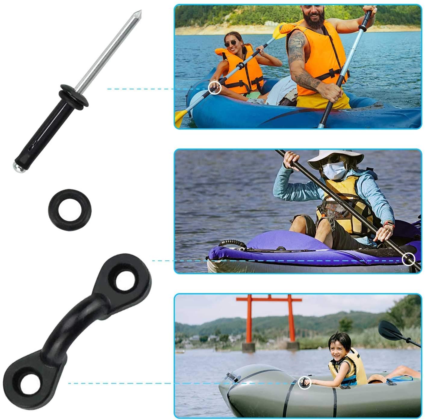 Hlogree Kayak Handles 2 Pack,Orange Kayak Carry Handle With Rivets,Kayak Replacement Handles,Kayak Handles For Emotion/Pelican/H