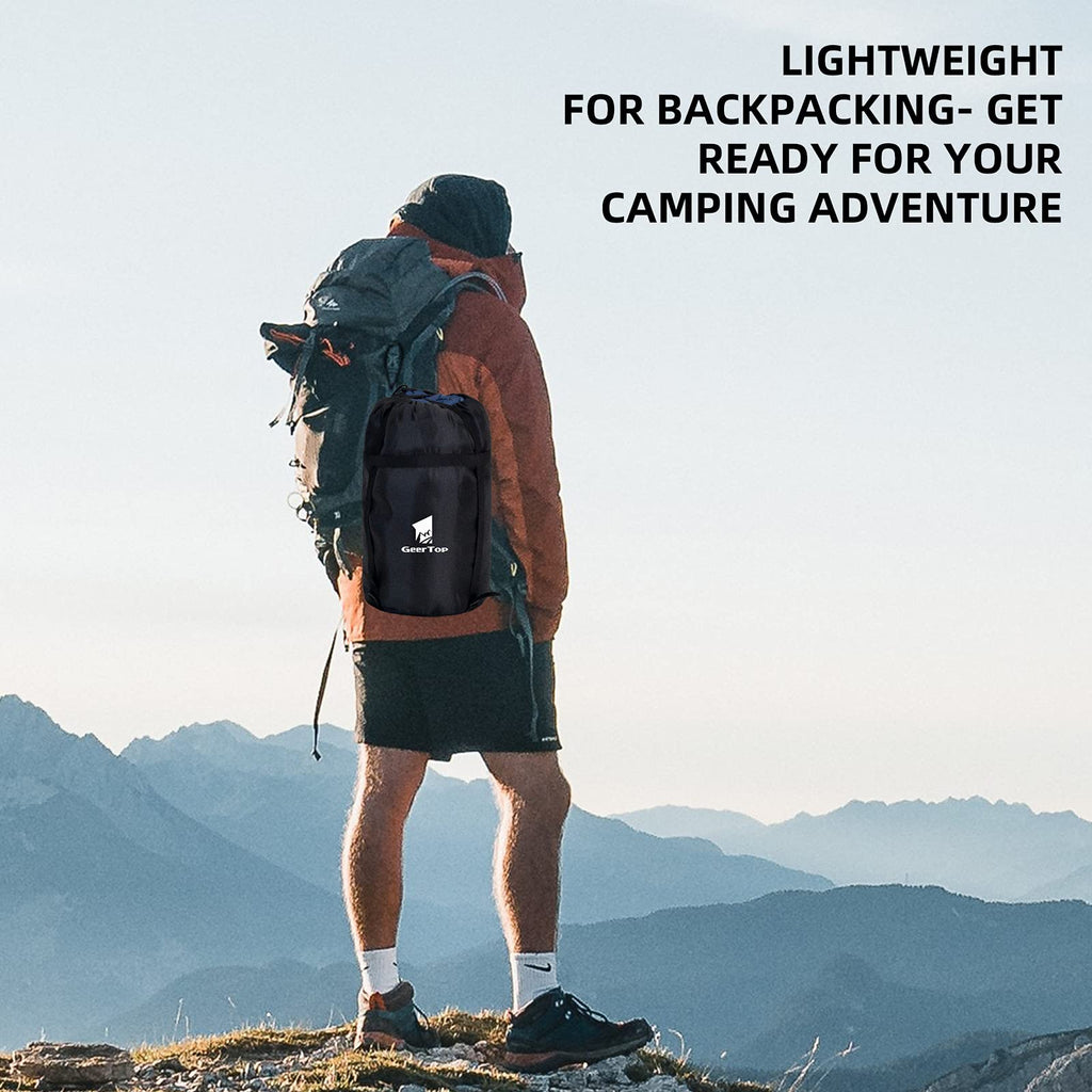 Geertop Portable Sleeping Bag For Camping Lightweight 3 Season Warm & Cold Weather Big & Tall Camp Sleeping Bags For Adults Outd