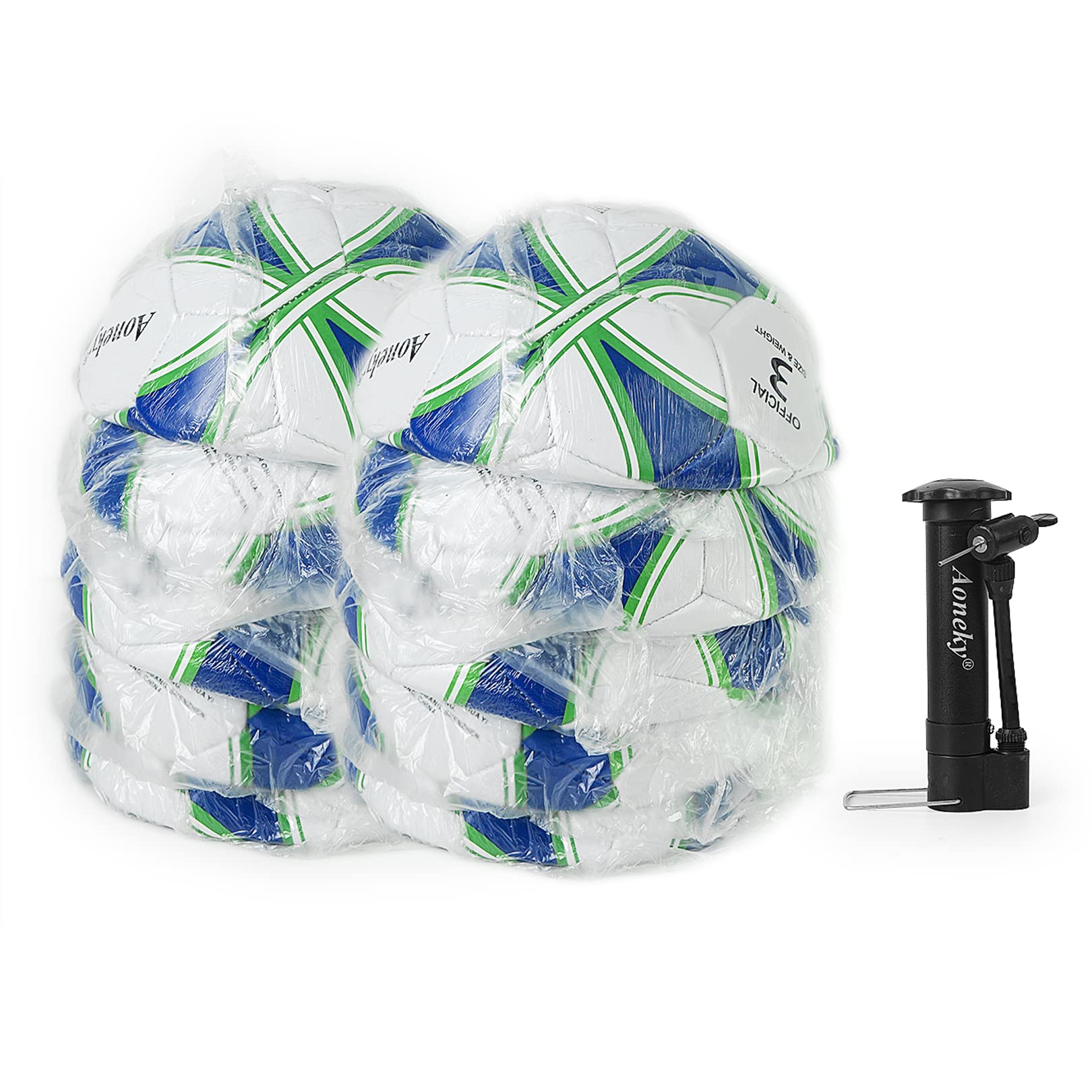 Aoneky Kids Soccer Ball - Eco-Friendly 2.5Mm Pvc Leather, Durable Machine-Stitched Design, Ball Pump Included (Size 3-10 Deflate