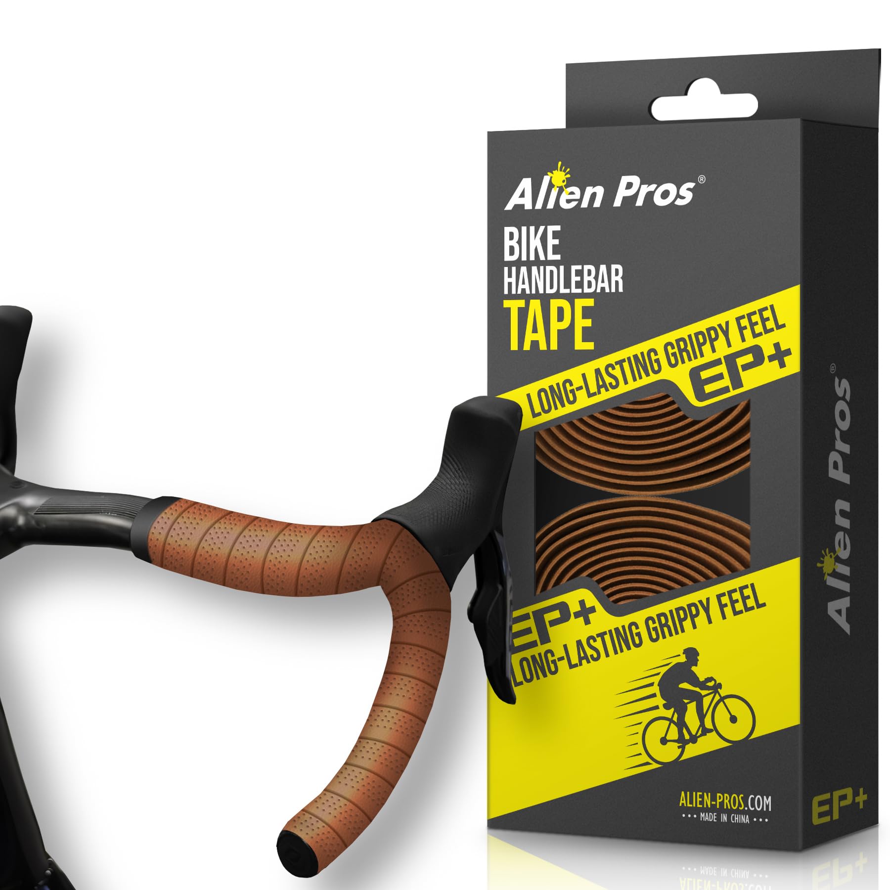 Alien Pros Bike Handlebar Tape Brown New Model Ep+ (Set Of 2) - Wrap Your Bike For An Awesome Comfortable Ride - Enhance Your Bi
