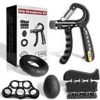 Flyfe Grip Strength Trainer Kit (5 Pack), Forearm Strengthener, Hand Squeezer Adjustable Resistance, Finger Stretcher, Grip Ring