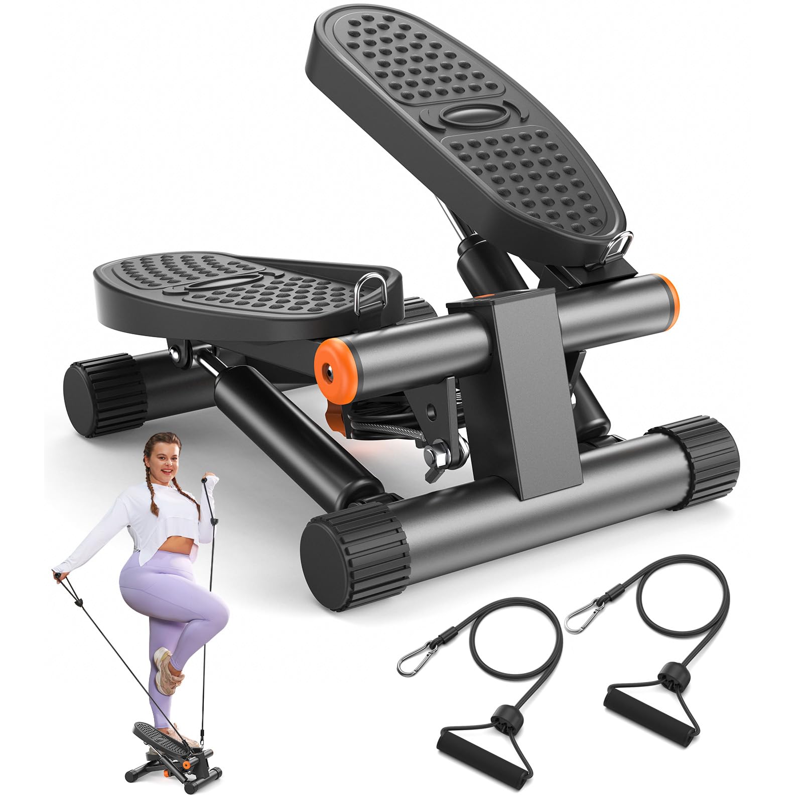 Niceday Steppers for Exercise, Mini Stair Stepper with Resistance Bands at Home Workout Equipment with 300LBS Loading Capacity, 