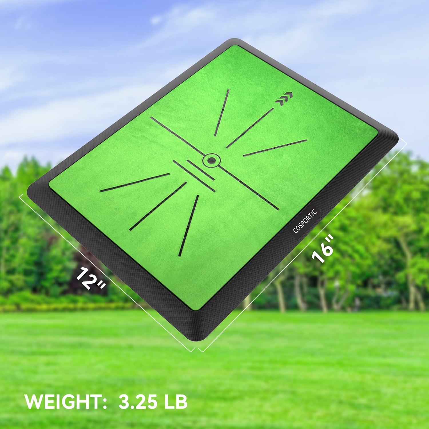 Cosportic Golf Hitting Mat  Golf Training Mat For Swing Path Feedback/Detection Batting  Extra Replaceable Golf Practice Mat 16'