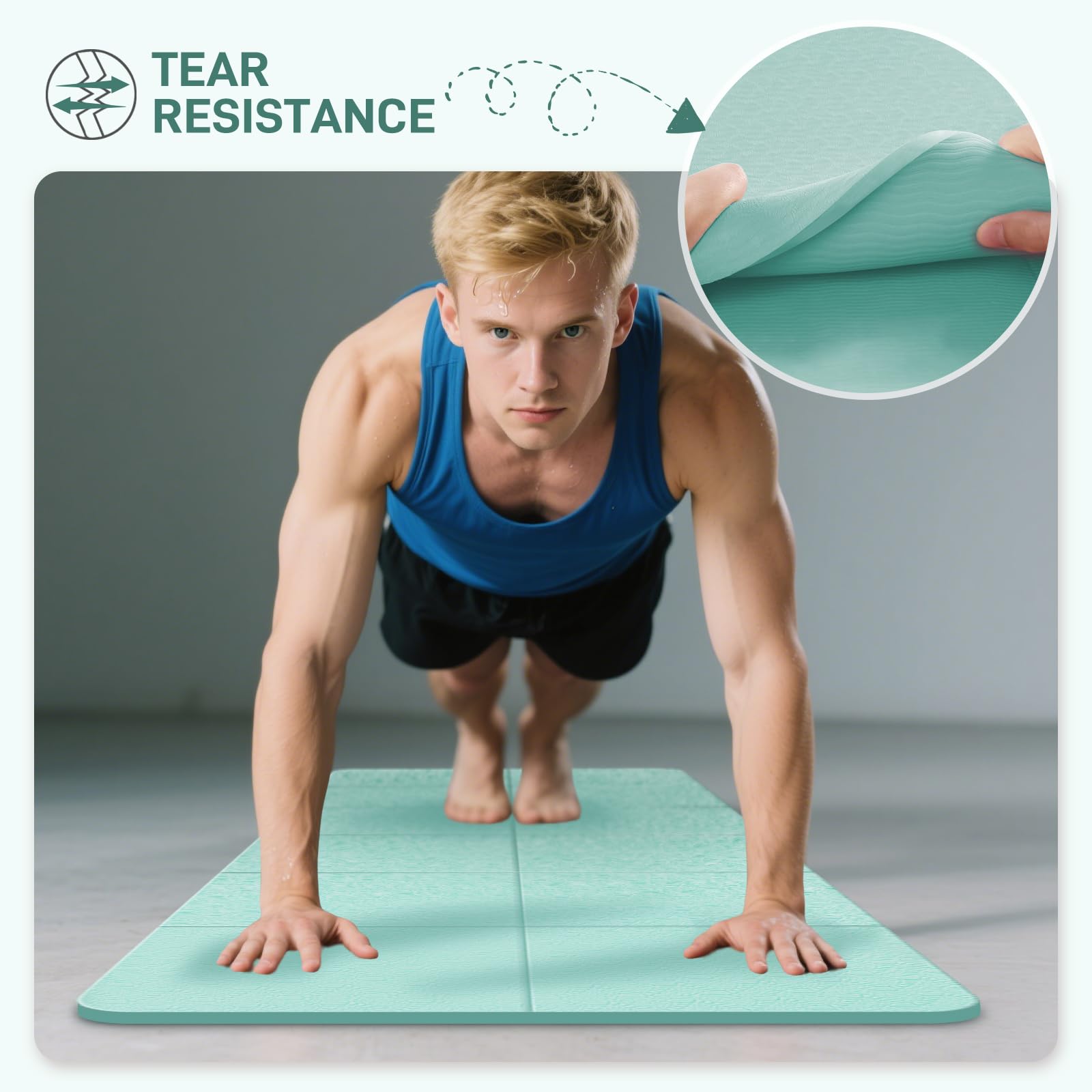 Foldable Yoga Mat for Travel 72x 32x 0.32Inch, 8mm Thick Folding Exercise Mat, Outdoor Non-slip Pilates Mat for Women & Men, Wid
