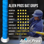 Alien Pros Bat Grip Tape For Baseball (2 Grips) - 1.1 Mm Precut And Pro Feel Bat Tape - Replacement For Old Baseball Bat Grip -