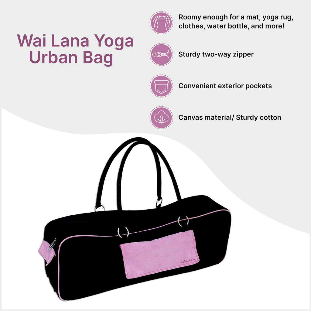 Wai Lana Yoga Urban Bag With Two-Way Zipper And Multi-Functional Storage Pockets (Black With Pink)