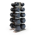 CAP 150 lb Dumbbell Set with Rack, Rubber Coated Hex Free Weight Set, Compact Vertical Storage, for Strength Training, Comfort G