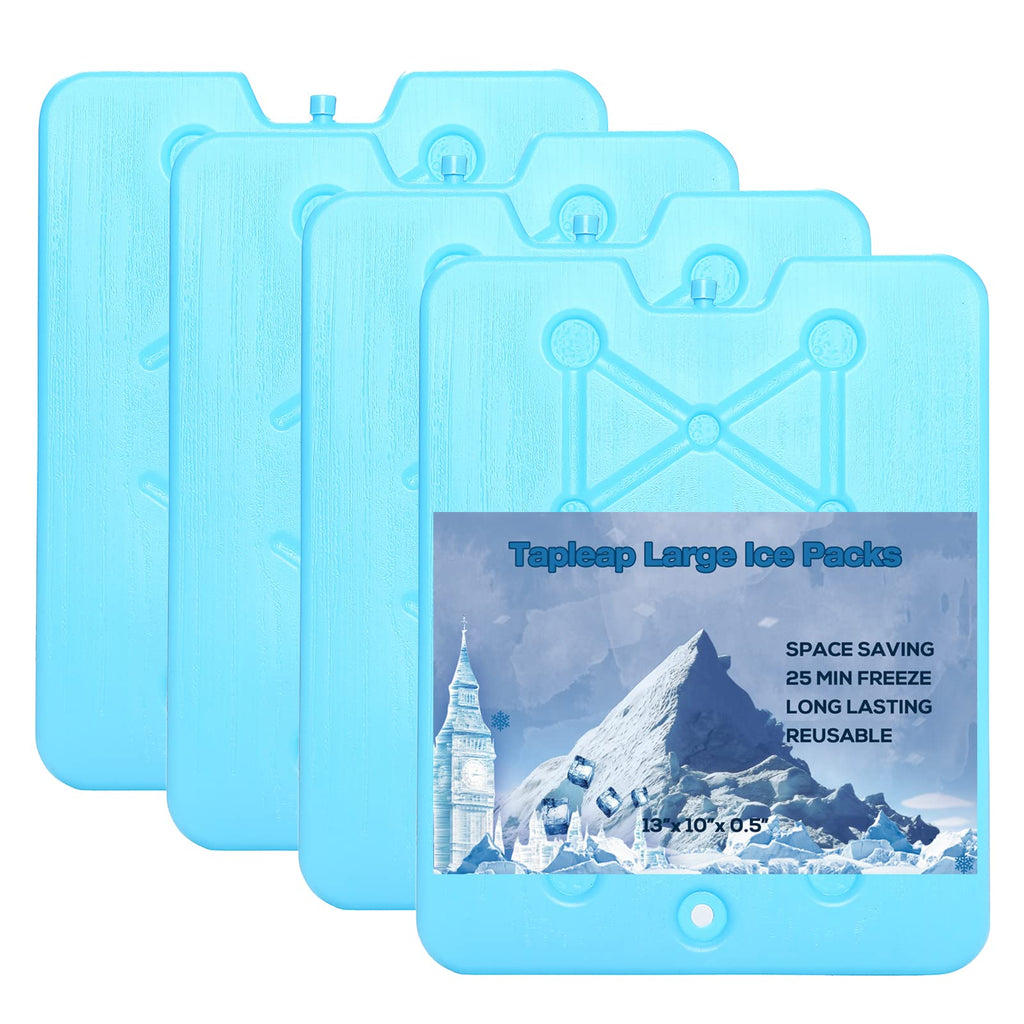 Tapleap Xl Large Ice Packs For Coolers - Slim Freezer Packs For Camping- Long Lasting Reusable Dry Ice Blocks, 13 X 10 X 0.5 Inc