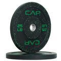 Cap Barbell Economy - Speckled Olympic Bumper Plate Set With Green Logo, Black, 25 Lb Pair
