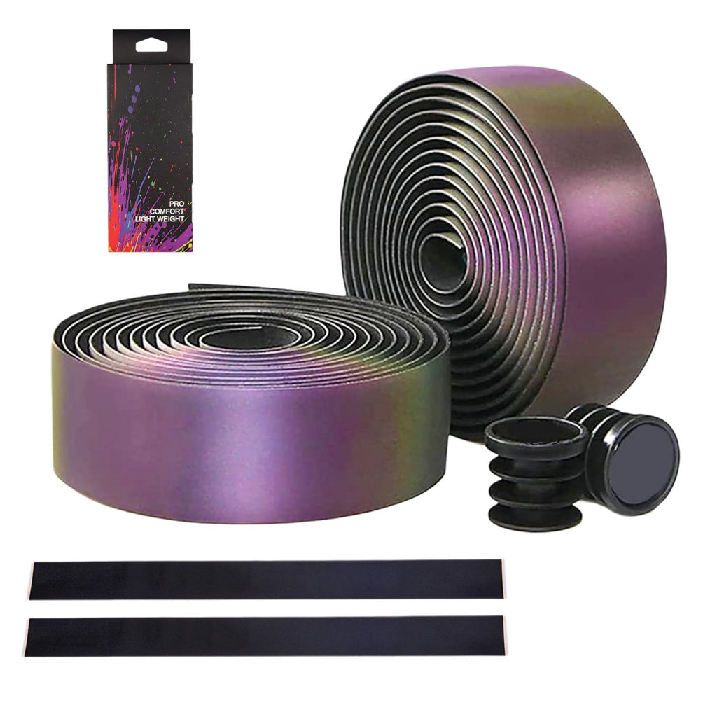 Bumlon Road Bike Handlebar Tape, Bicycle Bar Tape, Pu Leather + Eva, Reflective Cycling Handle Grip Wrap - 2 Rolls