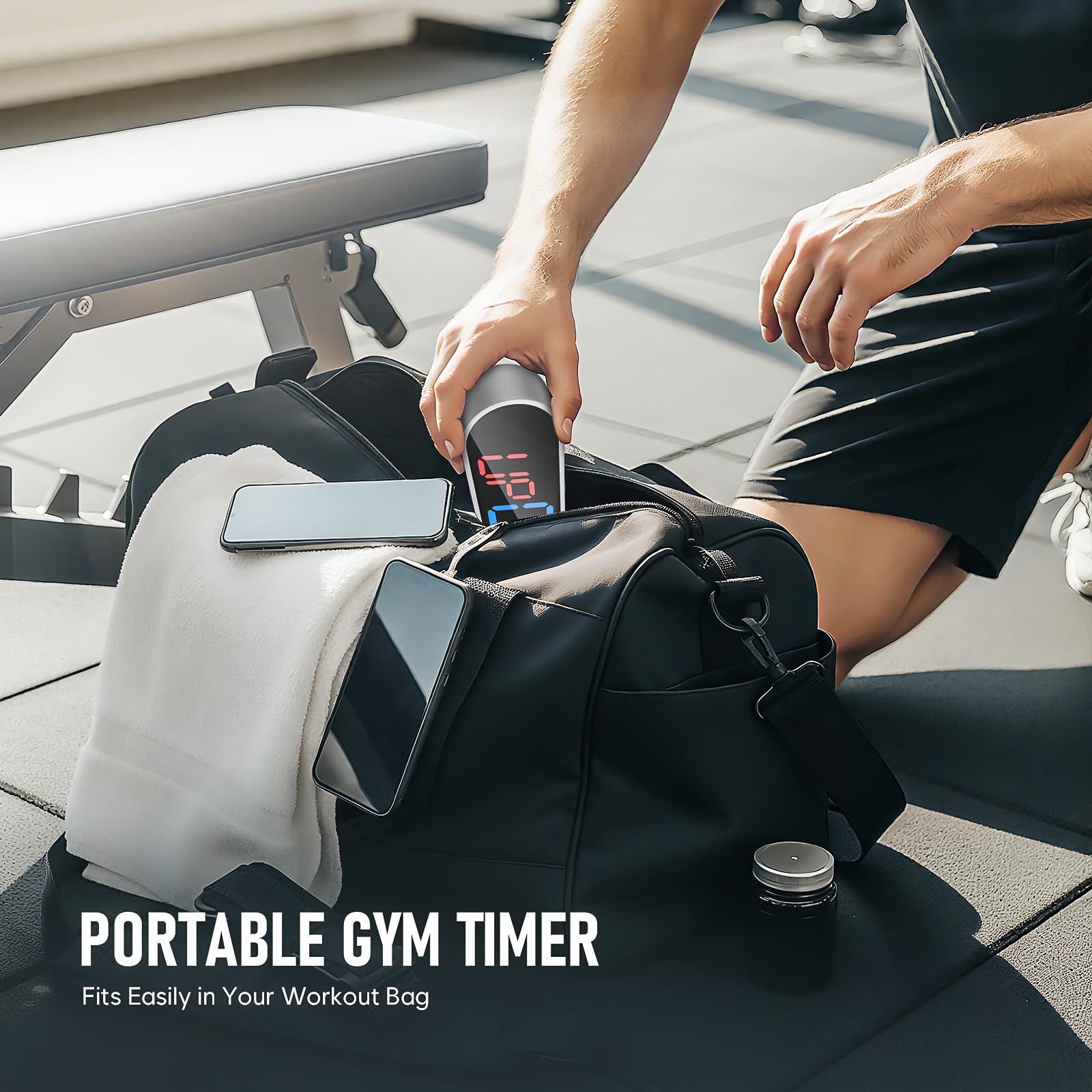 Dienmern Portable Gym Timer Clock With Strong Magnet - Workout Interval Timer With Countdown/Up/Stopwatch, 50Hours Powerful Batt
