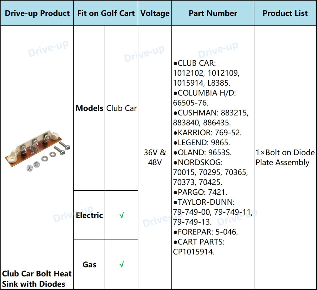 Club Car Bolt Heat Sink With Diodes For 36V 48V Golf Cart Lester Chargers Heat Sink Assembly