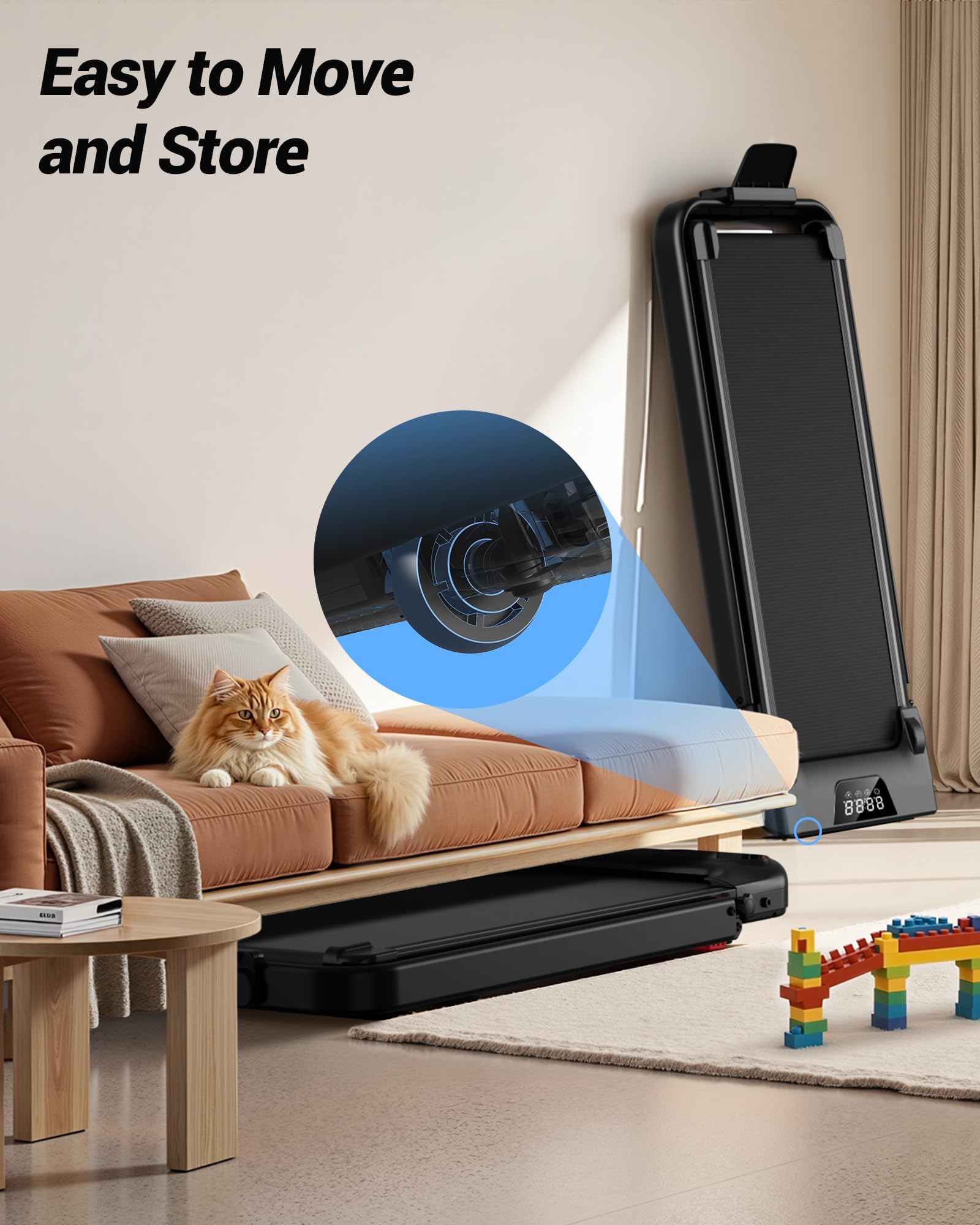 CURSOR FITNESS Walking Pad with 15% Incline 0.6-7MPH Quiet Foldable Treadmill for Home Office Under Desk 2.5HP Walking Treadmill