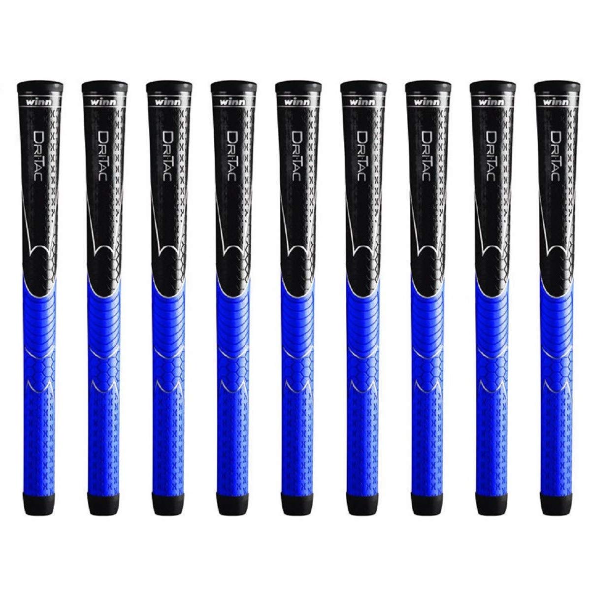 Winn Dri-Tac Midsize (+1/16'') Black/Blue - 9 Piece Golf Grip Bundle