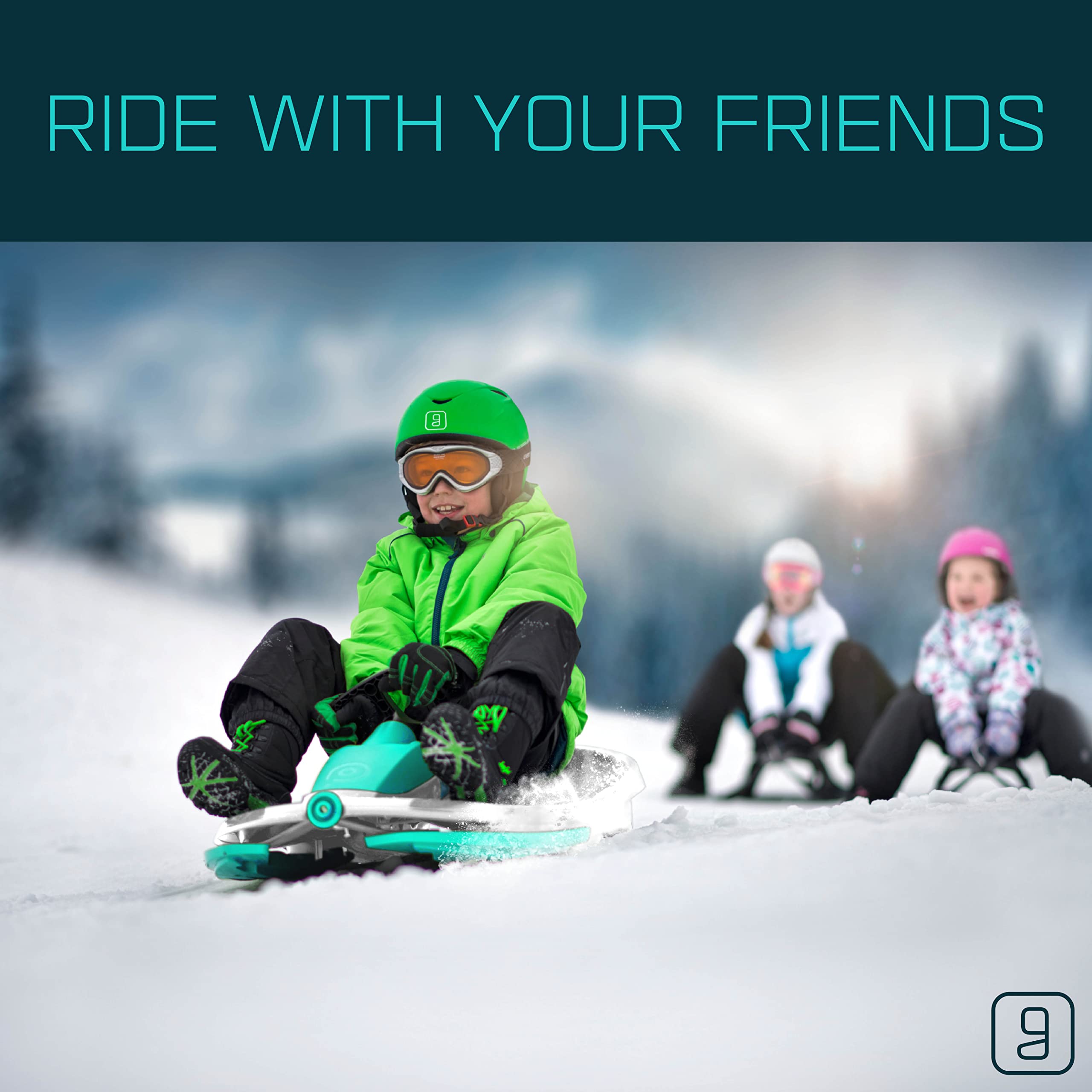 Gizmo Riders Stratos Snow Bobsled for Kids- 2 Person Steerable Snow Sled for Ages 3 and Up (Nimbus Ice Blue), (GRSTR-ASSORT)