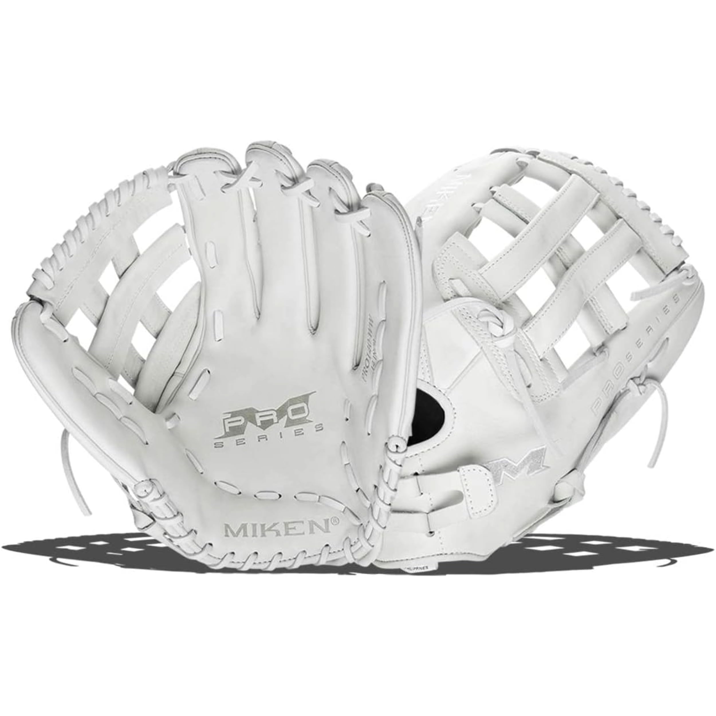 Miken | PRO Series Slowpitch Softball Glove | 13.5 | RHT | White/White