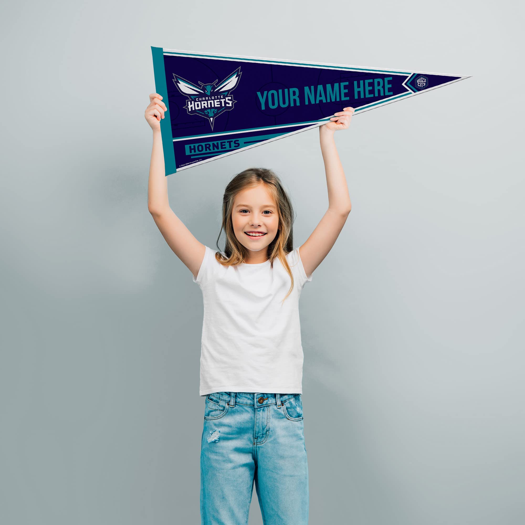 Rico Industries Nba Basketball Charlotte Hornets Personalized - Custom 12'' X 30'' Soft Felt Pennant - Ez To Hang