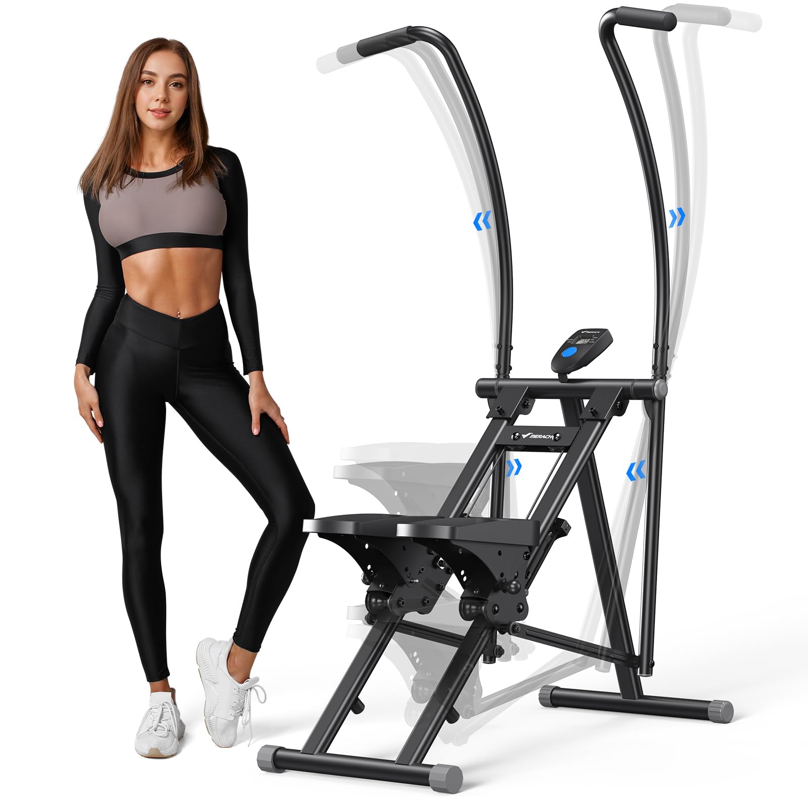 Merach Stair Stepper, Hands & Feet Synchronized Stair Climber, Stairmaster For Full-Body Workout At Home, Compact Vertical Climb